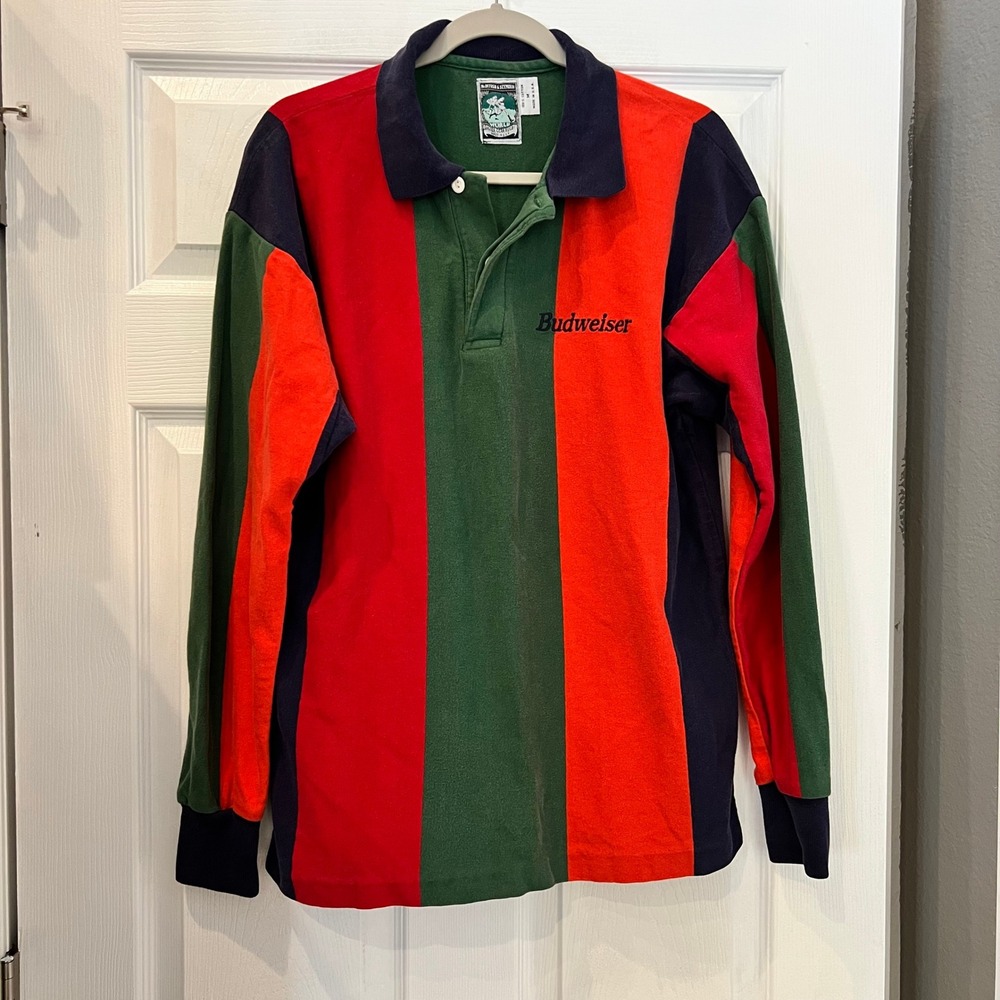 McIntosh & Seymour Rugby Shirt Cotton Heavyweight Budweiser Vintage Retro M